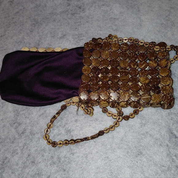 Boho Coconut Shell Crossbody Bag Purse Handmadel, Hawaiian Style - Picture 5 of 8